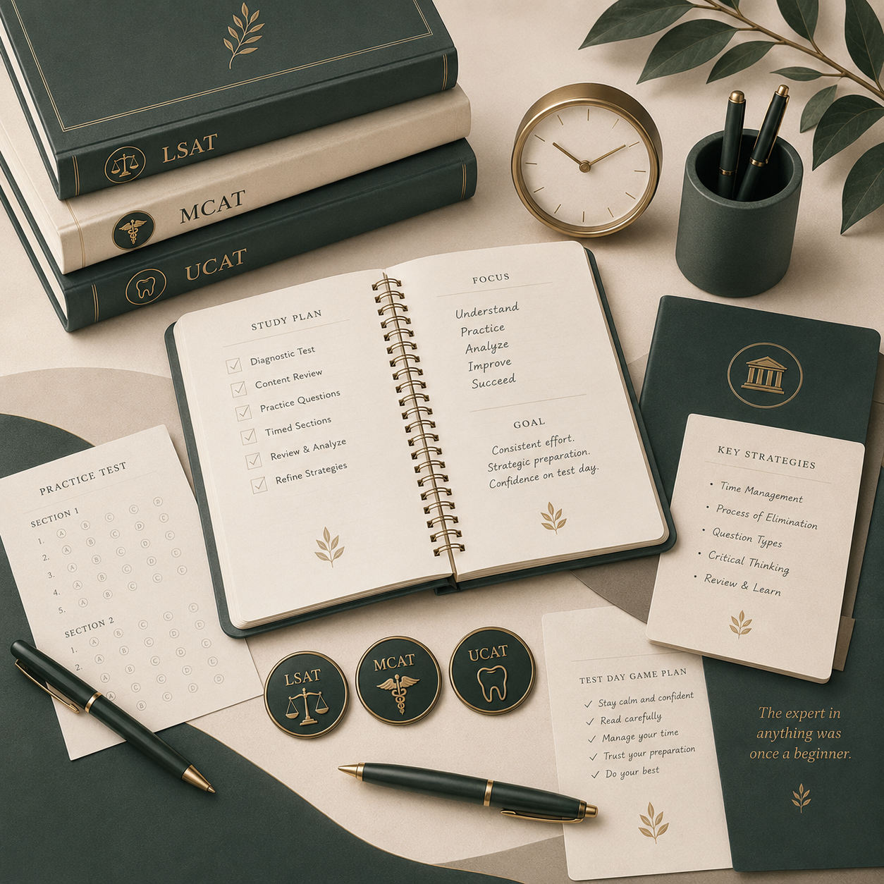 LSAT, MCAT and UCAT preparation materials and study plan.